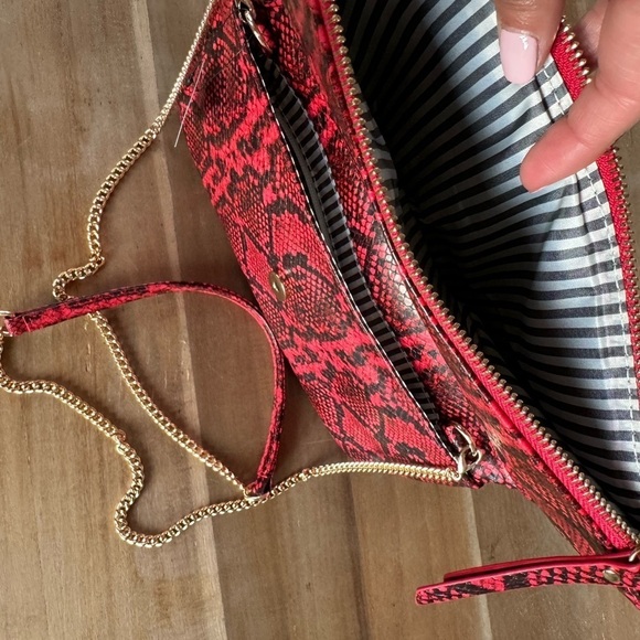 Lulus Red Python Crossbody Clutch Purse - Picture 5 of 8